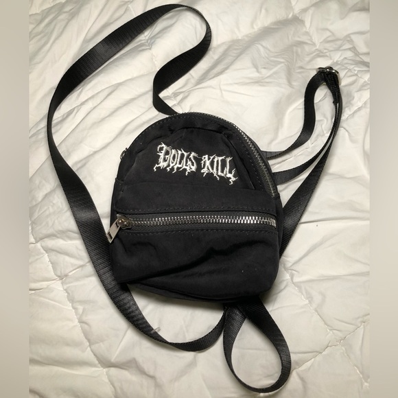 Dolls Kill Mini Backpack Black Nylon 6"H X 4"W Small Mini Back Pack - Picture 1 of 6